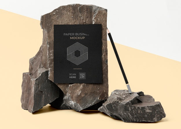 Stationery Mock-Up With Dark Stone Psd