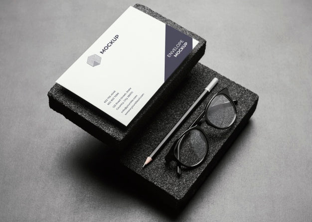 Stationery Mock-Up With Dark Stones Psd