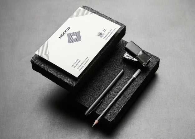 Stationery Mock-Up With Dark Stones Psd