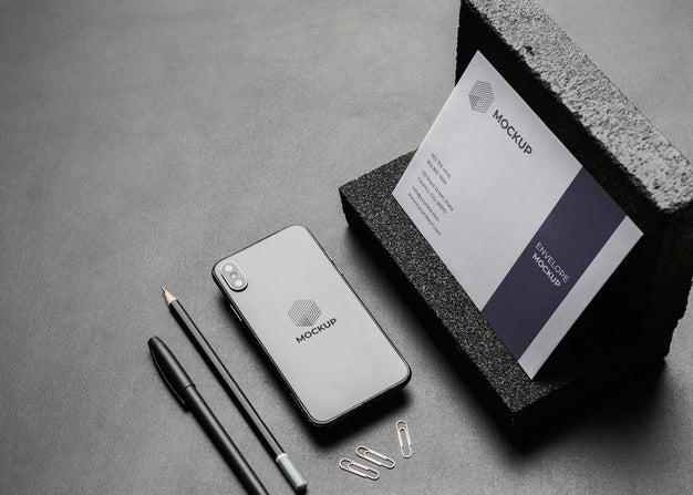 Stationery Mock-Up With Dark Stones Psd