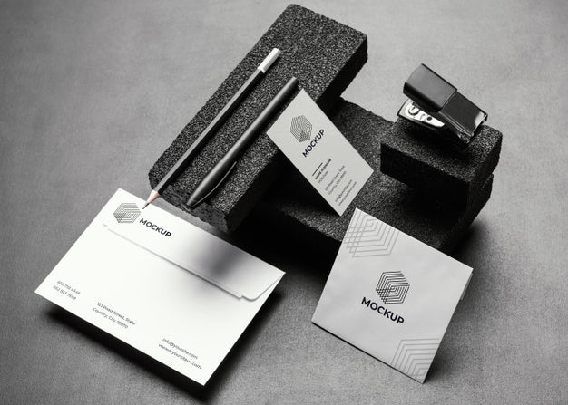 Stationery Mock-Up With Dark Stones Psd