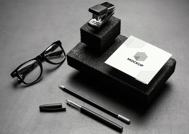 Stationery Mock-Up With Dark Stones Psd