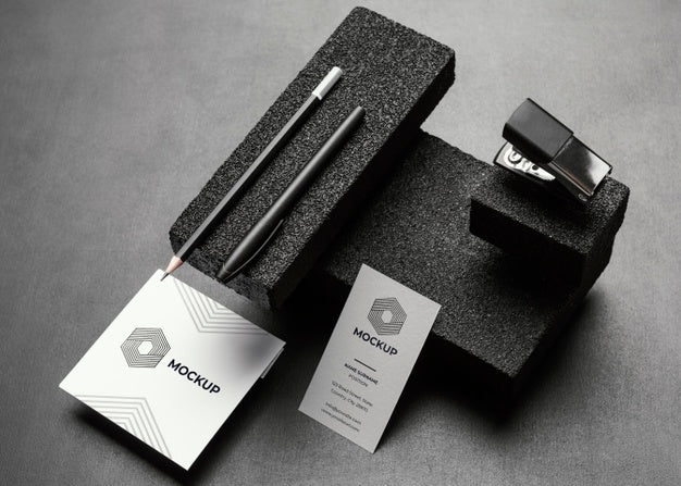 Stationery Mock-Up With Dark Stones Psd