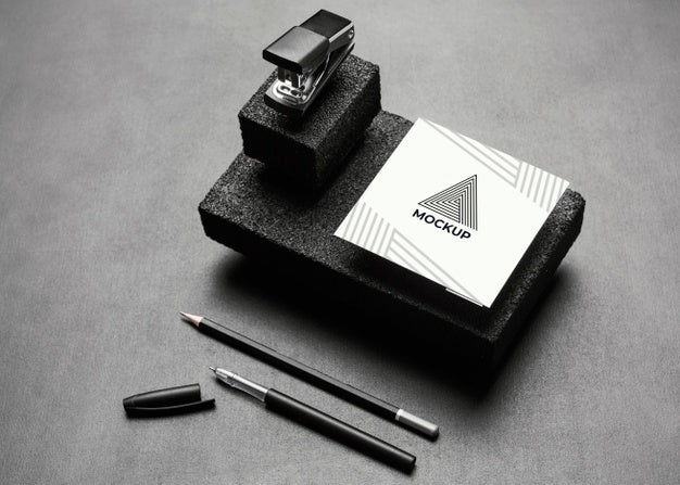 Stationery Mock-Up With Dark Stones Psd