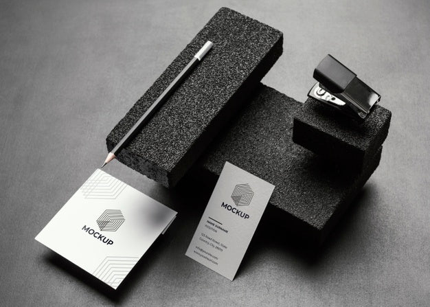 Stationery Mock-Up With Dark Stones Psd