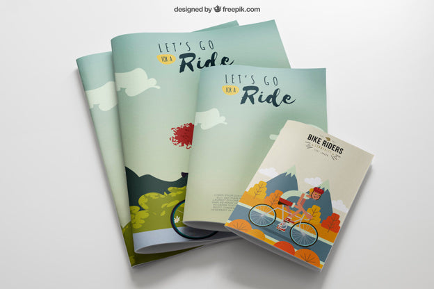 Stationery Mockup With Brochures In Different Sizes Psd