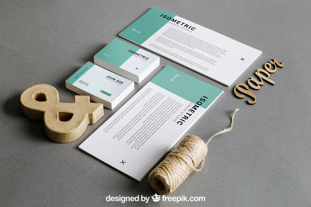 Stationery Mockup With Cord And Ampersand Psd