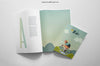 Stationery Mockup With Open Brochure Psd