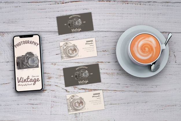 Stationery Mockup With Photography Concept And Business Cards Psd