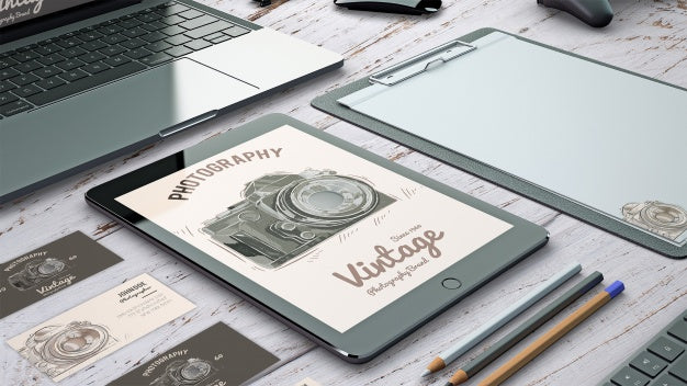 Stationery Mockup With Photography Concept Psd