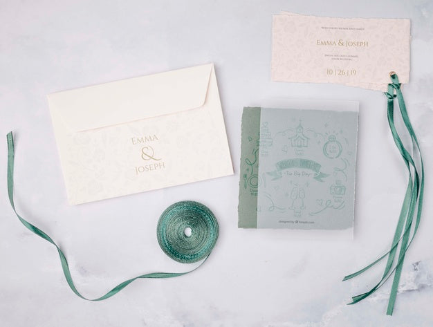 Stationery Wedding Invitation With Ribbon Psd