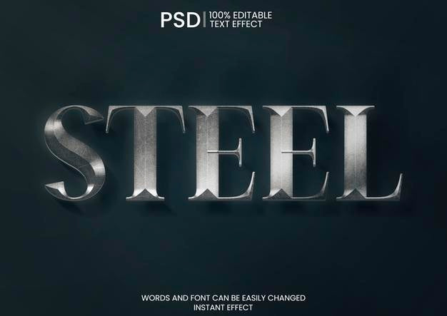 Steel Text Effect Psd