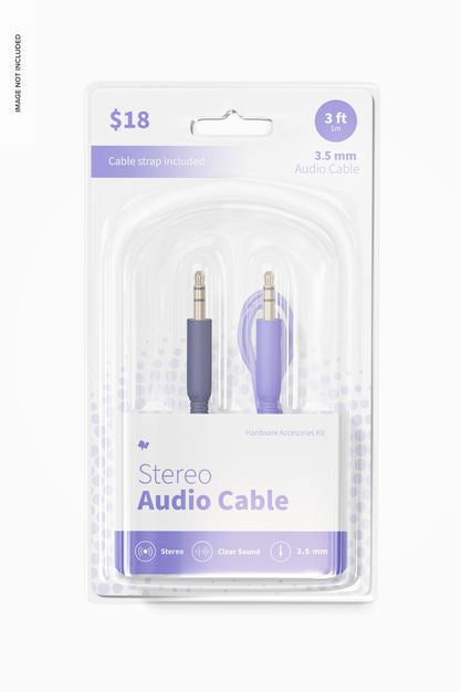 Stereo Audio Cable Mockup, Front View Psd