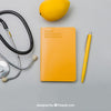 Stethoscope, Lemmon, Notebook And Pen Psd