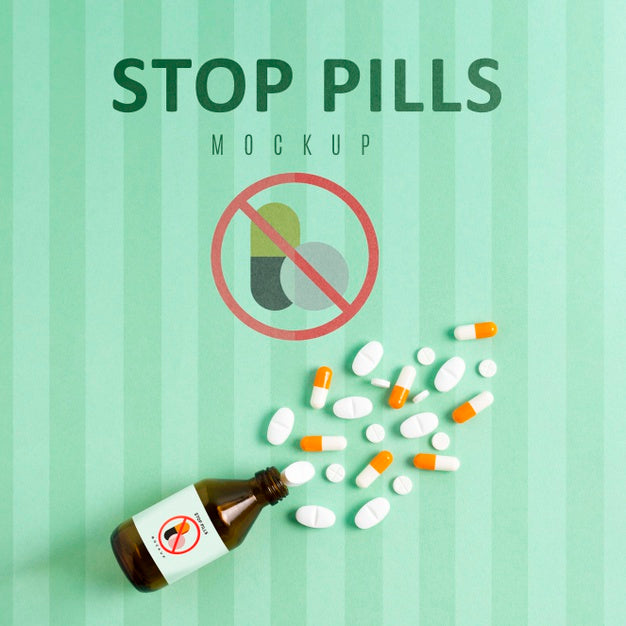 Stop Pills Addiction With Mock-Up Psd