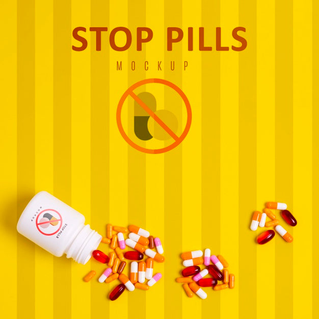 Stop Pills Addiction With Mock-Up Psd