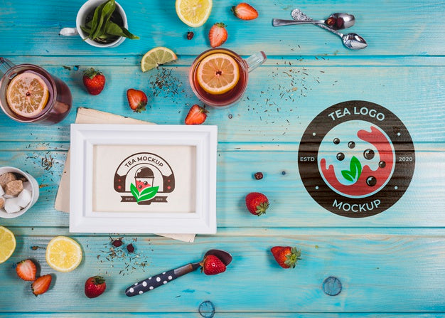 Strawberry And Lemon Tea Mock-Up Psd