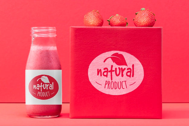 Strawberry Smoothie Mock-Up Psd