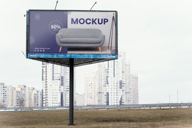 Street Billboard Display Mock-Up Outdoors Psd