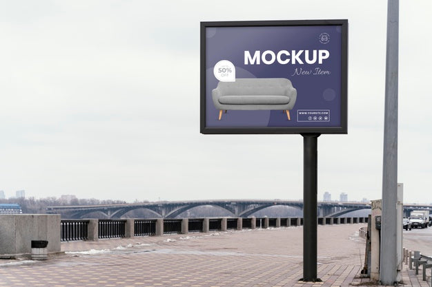 Street Billboard Display Mock-Up Outdoors Psd