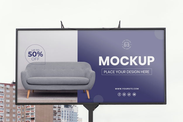 Street Billboard Display Mock-Up Outdoors Psd