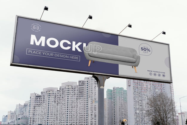 Street Billboard Display Mock-Up Outdoors Psd