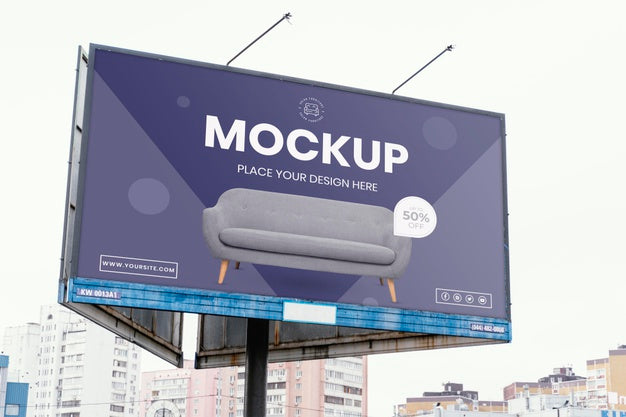 Street Billboard Display Mock-Up Outdoors Psd