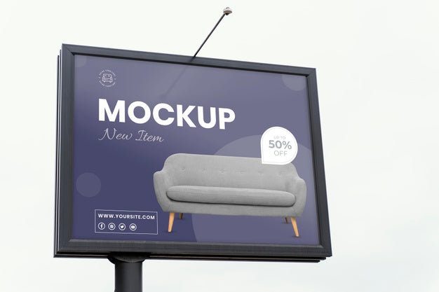 Street Billboard Display Mock-Up Outdoors Psd