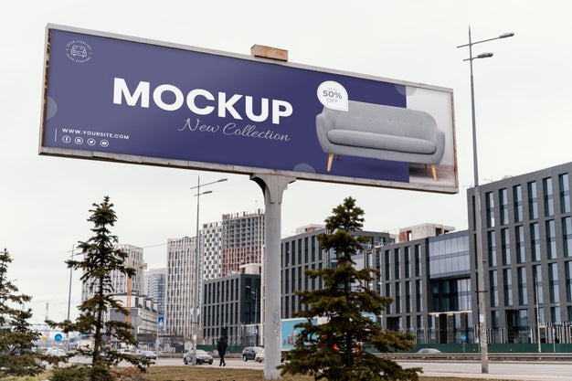 Street Billboard Display Mock-Up Outdoors Psd