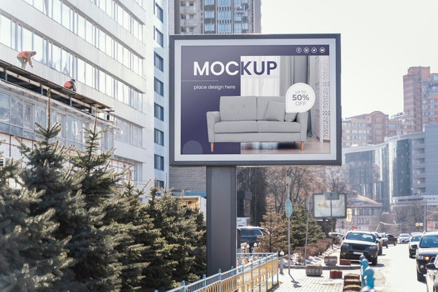 Street Billboard Display Mock-Up Psd