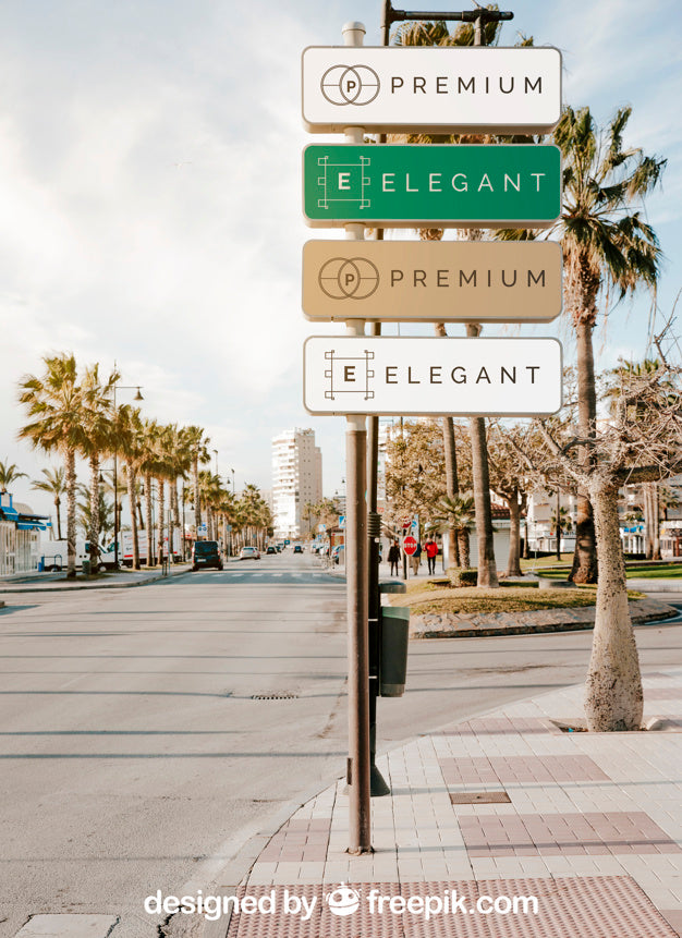 Street Sign Mockup Of Four Psd
