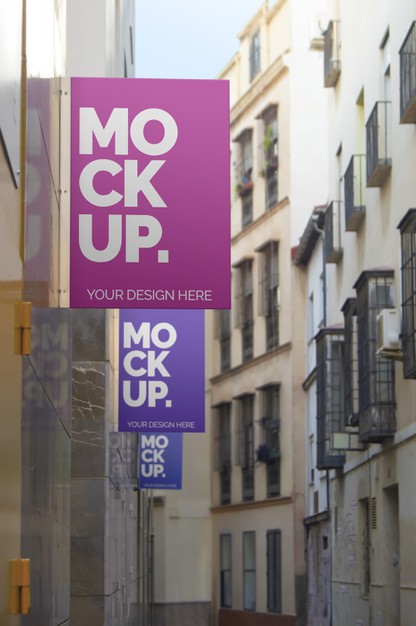 Street Signs Mockup Three Designs Psd