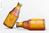 Stubby Beer Bottles Mockup, Leaned Psd