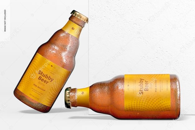 Beer Bottle and Glass Mockup - Mockup World