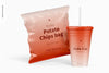 Stubby Chips Bag Mockup With Soda Psd