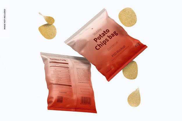 Stubby Chips Bags Mockup Psd