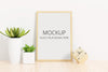 Succulent Plant With Frame Mockup Psd