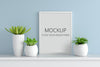 Succulent Pot Plant With Frame Mockup Psd