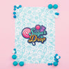 Sugar Drop Poster Mock-Up With Blue Candies Psd