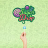 Sugar Drop With Hand And Doodle Green Background Psd