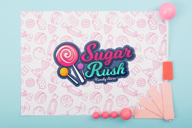 Sugar Rush Mock-Up And Pink Frame Psd