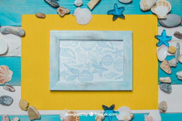Summer Beach Concept With Frame Psd