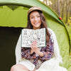 Summer Camp Mockup With Woman Showing Open Book Psd