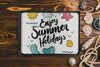 Summer Composition With Open Leather Book Psd