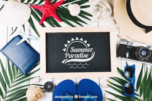Summer Composition With Slate And Aloha Concept Psd
