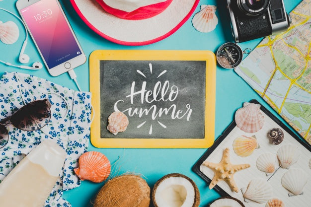 Summer Composition With Slate Psd