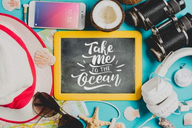 Summer Composition With Slate Psd