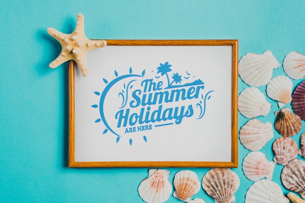 Summer Composition With Whiteboard Psd