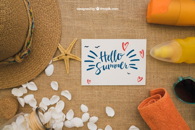Summer Concept With Card Psd