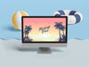 Summer Concept With Computer And Sea Psd